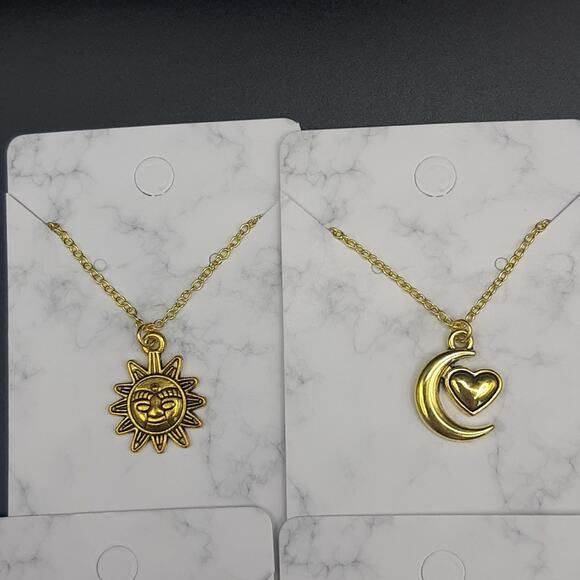 NWT 12 Pack Handmade Gold Plated Universe Sun Moon Star Cloud Necklace Set - Picture 3 of 8
